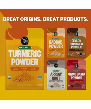 FGO Organic Turmeric Powder w/Curcumin 100% Raw from India 16oz (Pack of 1) - Buy Online on GoSupps.com