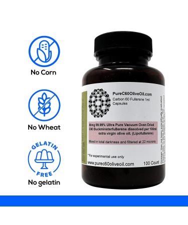 PureC60OliveOil 80mg Capsules 100ml - Solvent Free & Food Grade C60 Olive Oil - Buy Online on GoSupps.com