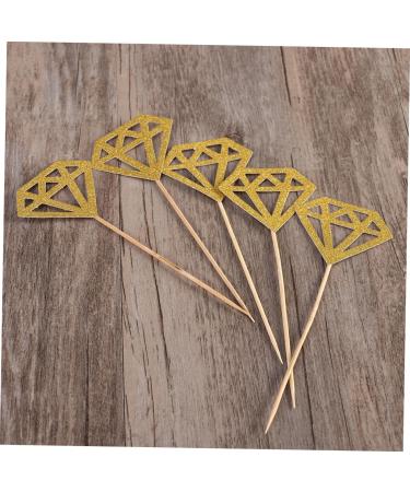 AOKWAWALIY 50pcs Wedding Decoration Diamond Shaped Cupcake Picks Cupcake Diamond Topper Cake Topper Diamond Glitter Diamond Wedding Ceremony Decorations Fruit Happy Birthday Bride Golden medium - Buy Online on GoSupps.com
