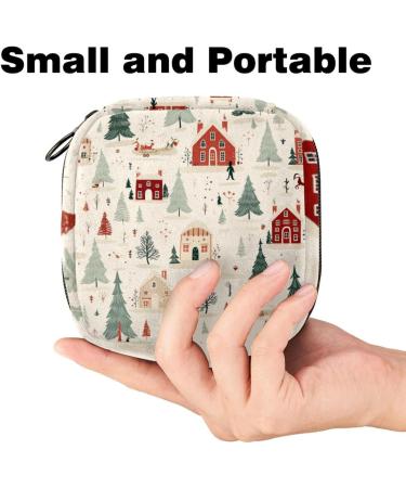 Muooum Menstrual Pouch Bag with Zipper - Women's Flip Bag for Tampons - Christmas Tree Winter Pattern - 1 Count - Perfect for Girls & Women - Buy Online on GoSupps.com