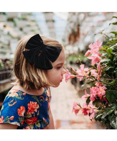 Velvet Hair Bows Set for Girls - 2 Big Black Fall Bow Alligator Clips | Toddler Teens Kids Accessories - Buy Online on GoSupps.com