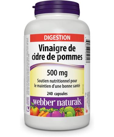 Webber Naturals Apple Cider Vinegar Capsules 500 mg 240 Count & Vitamin C Timed Release 1 000 mg 150 Tablets For Bones Teeth Immune and Antioxidant Health Vegetarian - Buy Online on GoSupps.com