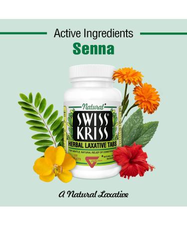Swiss Kriss Herbal Laxative Tablets - Gentle & Natural Constipation Relief - 120 Senna Laxative Tablets for Adults & Children over Age 6 - Buy Online on GoSupps.com