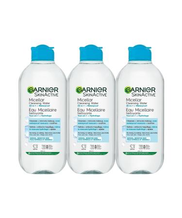 Garnier Micellar Cleansing Water All-in-One Cleanser and Waterproof Makeup Remover Cleanses and Soothes For Face Lips & Eyes For All Skin Types 3x400ml 400 ml (Pack of 3)