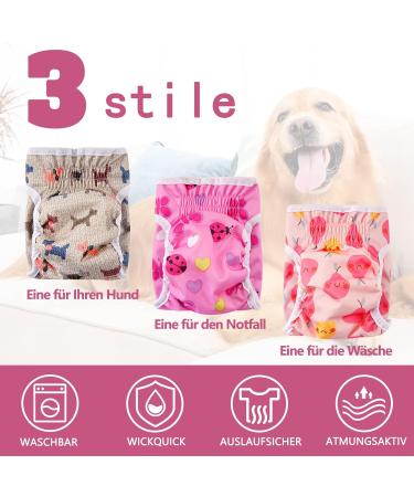 Demigreat High-Suction Dog Diapers for Bitches - 3 Piece Adjustable Bandages in Pink Flower Design | Size L for Comfortable Fit - Buy Online on GoSupps.com