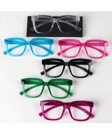Metalless Screwless Spring Hinges Reading Glasses for Women - 6 Pack Oversized Square Readers (+1.75) in Mixed Colors - Buy Online on GoSupps.com