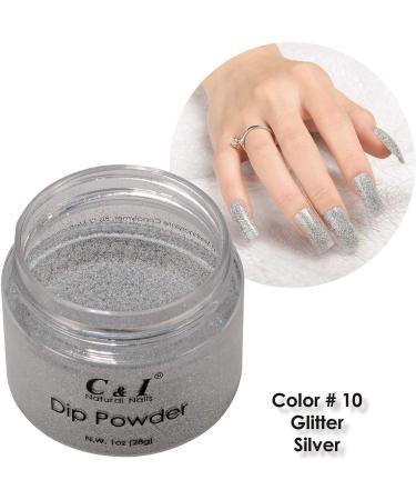 Dip Powder Color No.10 Glitter Silver Pearl Shine Color System Nail Gel Effect 1 oz - Buy Online on GoSupps.com