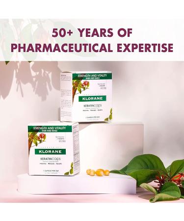 Klorane KERATINcaps Dietary Supplements with Biotin, Quinine, B Vitamins - 60 Count - Thicker, Stronger Hair & Nails - Caffeine & Dye-Free - Buy Online on GoSupps.com