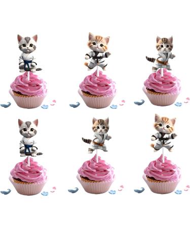 18pcs Funny Cat Cupcake Toppers for Boys Girls Pet Baby Shower Kitten Meow Party Supplies Favor Ninja Kung Fu Karate Cat Themed Birthday Party Decorations - Buy Online on GoSupps.com