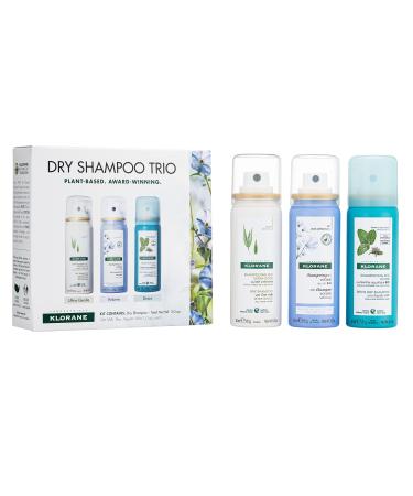 Klorane Dry Shampoo Discovery Set. Soothe  Control Oil  Detox. All Hair Types  No White Residue  Paraben & Sulfate-Free  3 x 1.0 oz  3 ct.
