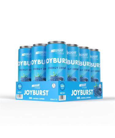 No Sugar Joyburst Energy Drink - 0 Calorie 0 Sugar Low carb drink Sugar Free Energy Drink with Natural Caffeine Hint of Sweetness and Refreshing Sparkling Water (12 count Blue Raz) Blue Raz 12 count