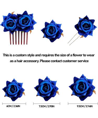 PMELCXD Rose Hair Clip 4 Pieces Flower Hairpin Rose Brooch Floral Clips Women Rose Flower Hair Accessories(Navy blue) - Buy Online on GoSupps.com