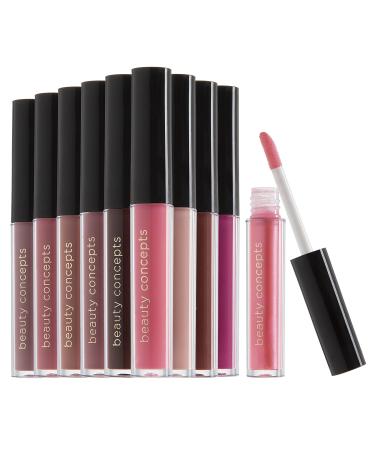 Beauty Concepts Lip Gloss Collection- 10 Piece Lip Gloss Set in Nude Colors Neutral (10 Pieces)