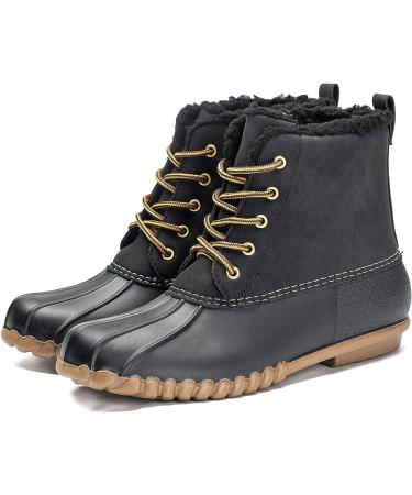 DKSUKO Women's Winter Duck Boots | Waterproof Zipper Rain Boots - Black, Size 7 - Buy Online on GoSupps.com