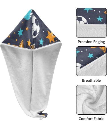 Ball and Star Hair Towel 2 Pack - Super Absorbent Quick Dry Hair Turbans for Women & Girls | Convenient Button Twisty Wrap - Buy Online on GoSupps.com