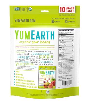 YumEarth Organic Sour Beans Assorted Flavors 10 Snack Packs 0.7 oz (19.8 g) Each - Buy Online on GoSupps.com