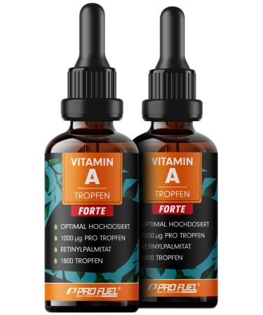 Vitamin A drop forte - 1000 g per drop - 3600 drops with vitamin A made of retinyl palmitat - optimally high -dose & bioavailable - without additives - laboratory test with certificate - 100% Vegan 2x 1800 drops