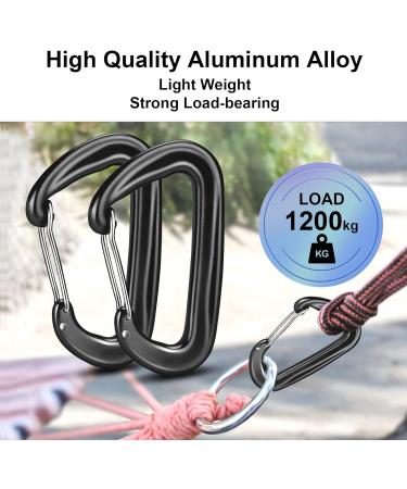 Heavy-Duty Carabiner Set - 1200kg Load Capacity 2 Large Black Snap Hooks for Hammocks Camping Hiking & Fishing - Buy Online on GoSupps.com