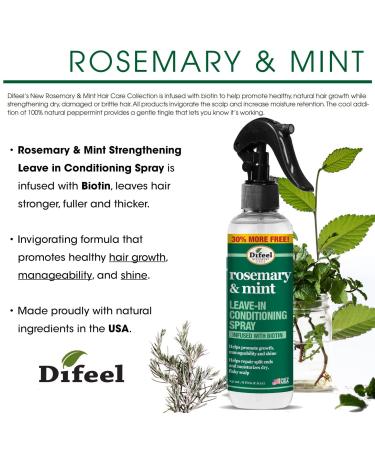 Difeel Rosemary & Mint Strengthening Leave-In Spray w/ Biotin 8 oz - Natural Hair Growth Treatment - Buy Online on GoSupps.com