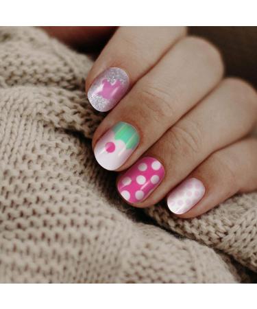 Minkissy Christmas Nails Kids Nail Stickers Christmas Fake Nails Candy Color Nail Tips Cartoon False Nail Tips Removeable Press On False Nails For Kids Nail Stickers Kids - Buy Online on GoSupps.com