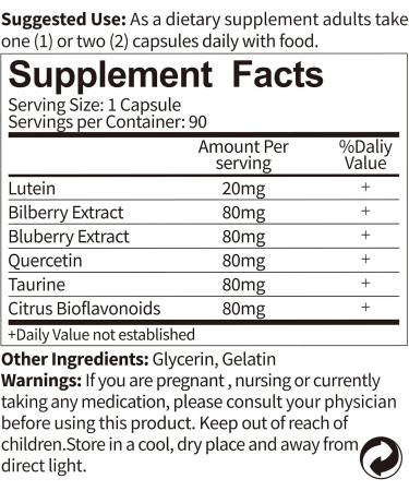 AvailNaturals Eye Vitamins - Lutein Bilberry Extract & Blueberry Extract 90 Capsules - Buy Online on GoSupps.com