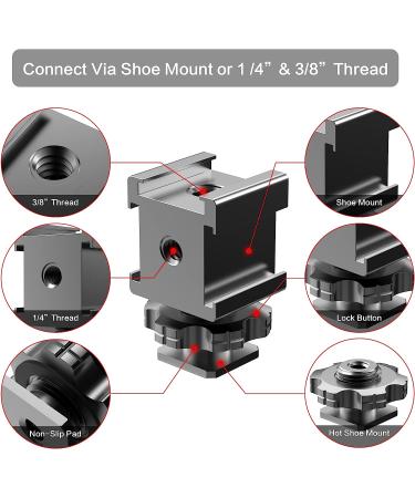 NUOBAKE 3-Side Hot Shoe Mount Adapter - 360 Swivel Triple Cold Shoe Bracket for DSLR Cameras - Buy Online on GoSupps.com