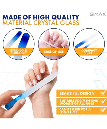 3Pcs Crystal Glass Nail File Set - Professional Manicure Pedicure Tools for Natural and Artificial Nails - Includes Cuticle Pusher - Salon Quality Crystal Nail Files for Women - Buy Online on GoSupps.com
