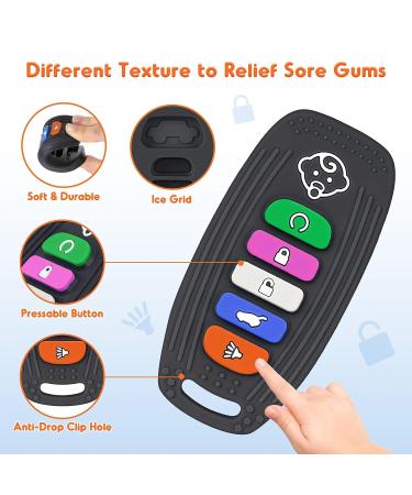 NPET Teething Toys for Babies 6-12 Months | Car Remote Control Teether for Sore Gums Relief | Anti-Drop Silicone Baby Toy BPA Free - Black - Buy Online on GoSupps.com