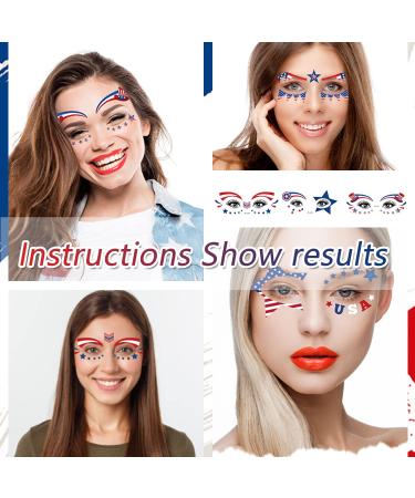 4th of July Temporary Tattoos - American Flag Design Face & Body Art Decorations - Patriotic Theme Party Supplies - 10 Sheets - Buy Online on GoSupps.com