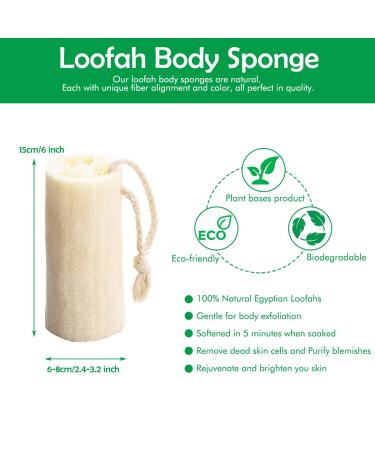 Natural Bathing Loofah 3 Pack - 6 inch 100% Organic Shower Sponge for Exfoliating and Dead Skin Removal - Eco-Friendly Body Scrubbers - Buy Online on GoSupps.com