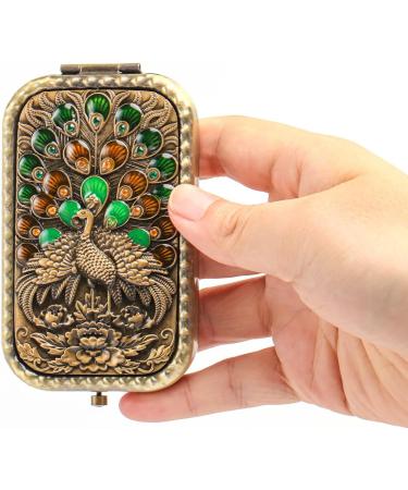 Vintage Peacock Vanity Mirror Set - Double Sided Compact Makeup Mirror - Portable Foldable Metal Mirror - Travel Friendly - Warmtree 2 Pcs - Buy Online on GoSupps.com