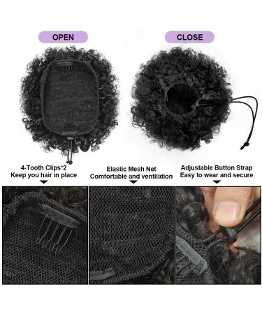 YEAME Short Kinky Curly Afro Puff Drawstring Ponytail | Premium Synthetic Hair Puff for Black Women | Natural Black 1B Color - Buy Online on GoSupps.com