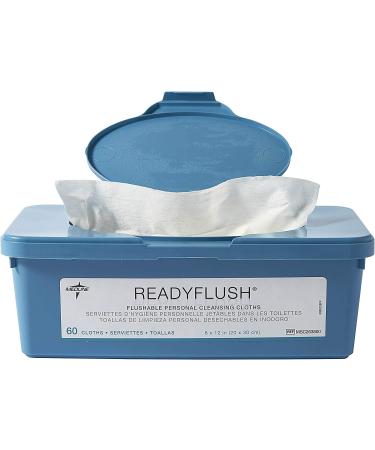 Medline ReadyFlush Large Adult-Sized 8x12 Personal Cleansing Cloths - Tub of 60 Flushable Wipes | Convenient Hygiene Solution - Buy Online on GoSupps.com