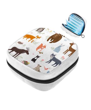 GIAPB Sanitary Napkin Storage Bag Period Bag Tampon Bag Makeup Bag Pad Pouch Animal Fox Deer Wolf Color784