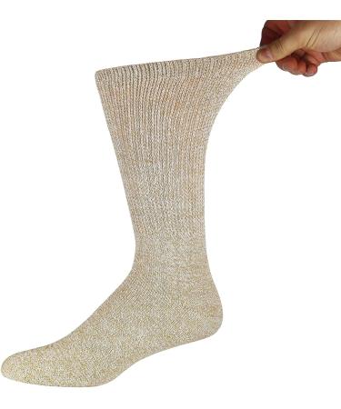Premium Cotton Diabetic Crew Socks - 6 Pairs, Non-Binding Top, Extra Soft, Size 9-11, Heather Grey - Buy Online on GoSupps.com