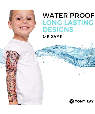TONY RAY Temporary Tattoo Sleeve for Kids 5-7Y - Premium Waterproof Full Arm Design by Real Tattoo Artists - Zombies Theme - Buy Online on GoSupps.com