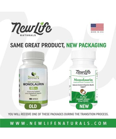 NewLife Naturals Monolaurin 625mg Dietary Supplement for Immune Support - 100 Veggie Capsules - Buy Online on GoSupps.com