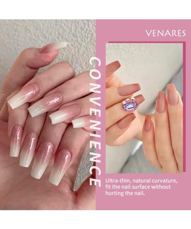 Venares 500 Pieces Acrylic Nail Tips Set - Half Square Natural Gel Nails - 10 Sizes with Glue - Perfect for International Shipping - Buy Online on GoSupps.com