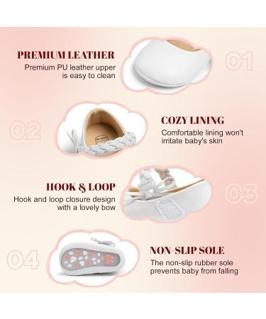 CENCIRILY Baby Girl Mary Jane Shoes | Anti-Slip Soft Sole Princess Flats for 6-12 Months | White Wedding Dress Shoes - Buy Online on GoSupps.com