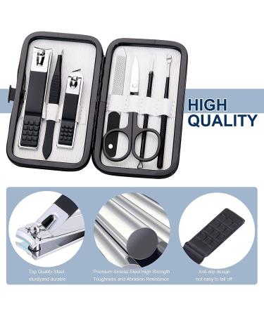 Premium Stainless Steel Manicure Set for Men - Black & White Nail Clipper Set for Finger & Toe Nails - Buy Online on GoSupps.com