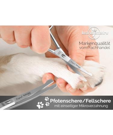 Fell Shears from Solingen - German Dog Grooming Scissors with Micro Toothing (11.7 cm) | Curved Cut for Dogs & Cats - Buy Online on GoSupps.com