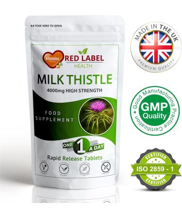 Milk Thistle Supplement 4000mg 60 Tablets (2 Months Supply) Max Strength 80% Silymarin Supplement Just One a Day Milk Thistle for Men & Women Vegan Vegetarian Made in The UK 1 count (Pack of 60) - Buy Online on GoSupps.com