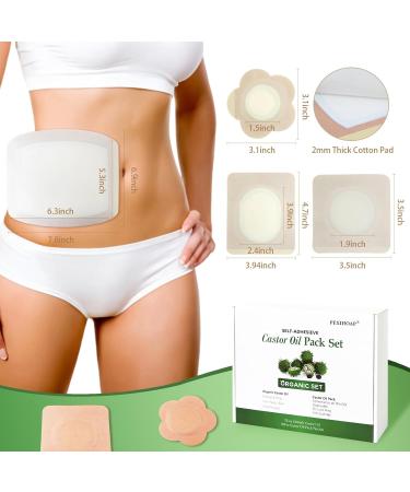 40Pcs Castor Oil Patch Set Castor Oil Pack with 8oz Organic Cold-Pressed Caster Oil Glass Bottle Disposable Leakproof 40pcs pack with oil - Buy Online on GoSupps.com