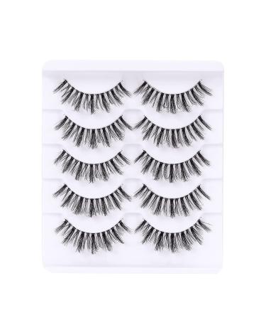 KSYOO Clear Band Dramatic Mink Lashes - 8-15mm D Curl 3D Multi-Layered Fluffy & Reusable 5 Pairs of Semi-Dramatic Strip Lashes - Buy Online on GoSupps.com