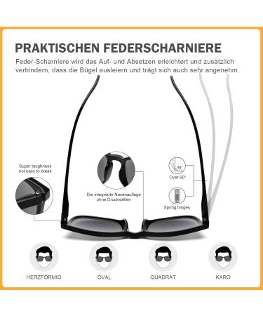 DOOViC Blue Light Filter Reading Glasses - Square Frame Large Lenses Prescription 024 Sun Black - 2.25x Magnification for Eye Protection - Buy Online on GoSupps.com
