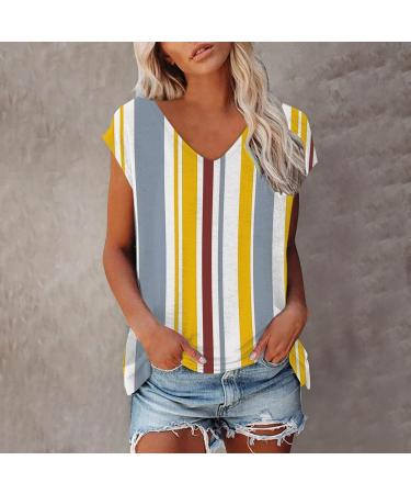 Short Sleeve T Shirts Clothing Woman T-Shirt Casual Black Clothing Top Women's Floral Pattern for Women Crop Tops Shirt Shirts Top Women's Summer Tank Top 2-yellow S - Buy Online on GoSupps.com