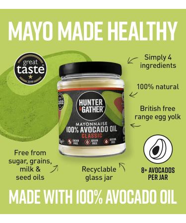 Hunter & Gather Avocado Oil Mayonnaise 175g - Paleo Keto Avocado Mayo with British Free Range Egg Yolk - Sugar & Gluten Free - Buy Online on GoSupps.com