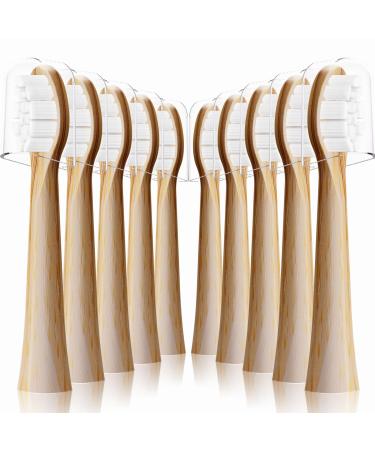 10 Pack Compatible with Lumineux Electric Toothbrush Replacement Heads for Lumineux Bamboo Replacement Heads Made with Eco Loving Renewable Bamboo (Bamboo Medium) Bamboo 1 Count (Pack of 10)