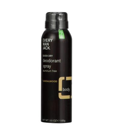 Every Man Jack Spray Deodorant , Sandalwood, 3.5 Ounce Sandalwood 3.5 Ounce (Pack of 1)