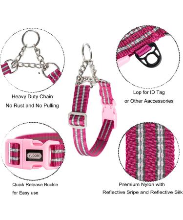 Petiry Half Chain Choke Collar | Reflective Nylon | Safety Buckle | Anti-pull | Large Dogs Neck 44-56cm | Hotpink Large - Buy Online on GoSupps.com